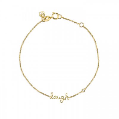 Gold Plated Sterling Silver Laugh Bracelet with Bezel-Set Diamond