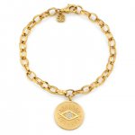 Gold & Diamond Evil Eye Coin Bracelet