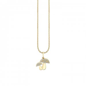 Gold & Diamond Mushroom Charm