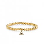 Men's Collection Gold & Diamond Pyramid Evil Eye on Gold Beads