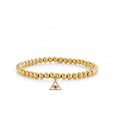 Men's Collection Gold & Diamond Pyramid Evil Eye on Gold Beads