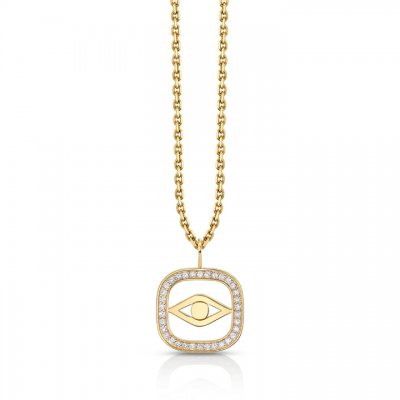 Gold & Diamond Large Evil Eye Open Icon Charm