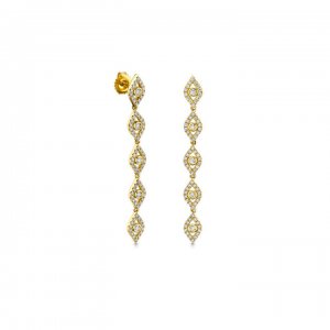 Gold & Diamond Evil Eye Drop Earrings