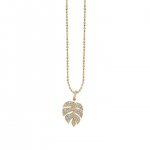 Gold & Pave Diamond Medium Monstera Leaf Charm