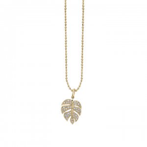 Gold & Pave Diamond Medium Monstera Leaf Charm