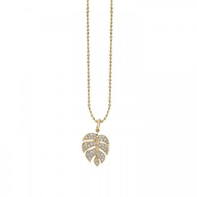 Gold & Pave Diamond Medium Monstera Leaf Charm