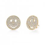 Gold & Diamond Large Happy Face Stud