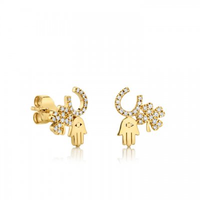 Gold & Diamond Luck and Protection Stud