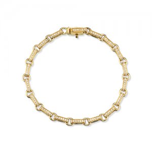 Gold & Diamond Small Rectangle Bracelet