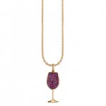 Gold & Ruby Wine Glass Charm