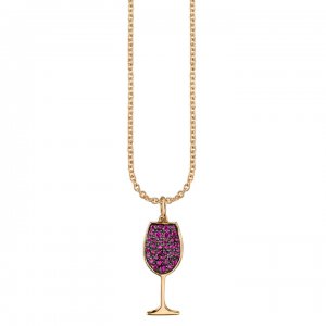 Gold & Ruby Wine Glass Charm