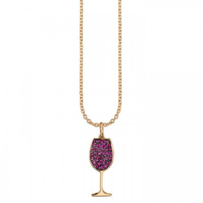 Gold & Ruby Wine Glass Charm