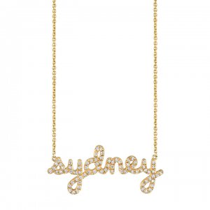 Gold & Diamond Custom Script Necklace