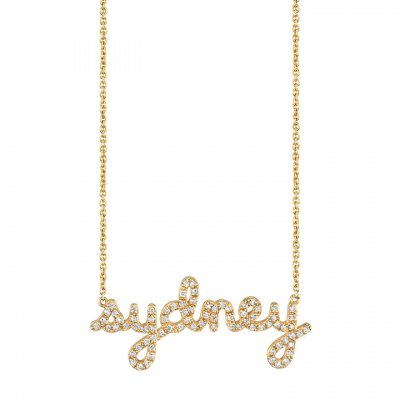 Gold & Diamond Custom Script Necklace