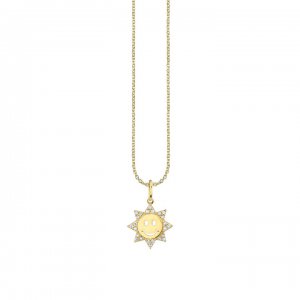 Gold & Diamond Small Happy Face Sun Charm