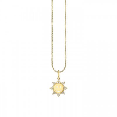 Gold & Diamond Small Happy Face Sun Charm