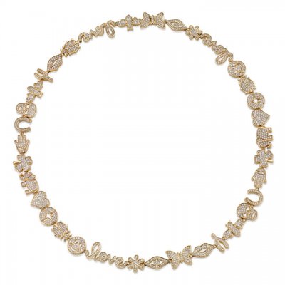 Gold & Pave Diamond Anniversary Multi-Icon Eternity Necklace