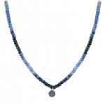 Men's Collection Black Rhodium & Sapphire Mini Disc on Blue Shade Sapphire Necklace