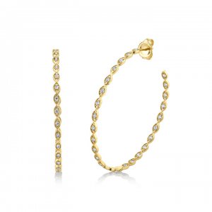 Gold & Diamond Marquise Evil Eye Large Hoops