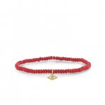 Gold & Diamond Evil Eye on Red Bamboo Coral