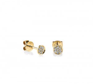 Men's Collection Gold & Diamond Pave Tiny Disc Stud