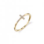 Gold & Pave Diamond Bent Cross Ring