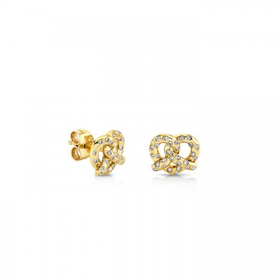 Gold & Diamond Pretzel Stud