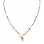 Gold & Diamond Cactus & Evil Eye Multi Color Zircon Necklace