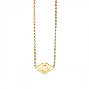 Pure Gold Large Evil Eye Link Necklace