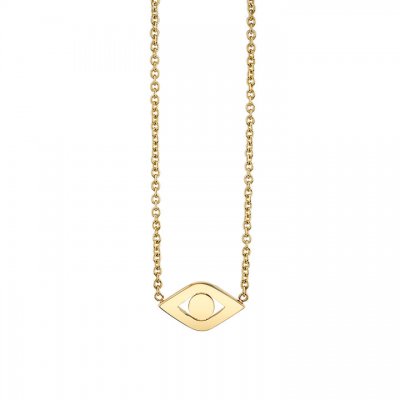 Pure Gold Large Evil Eye Link Necklace