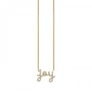 Gold & Diamond Small Joy Script Necklace