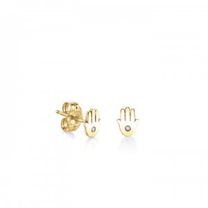 Gold Plated Sterling Silver Hamsa Stud Earrings