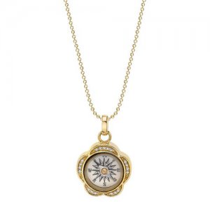 Gold & Diamond Flower Compass Charm