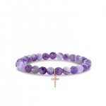 Gold & Diamond Cross on Amethyst