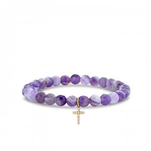 Gold & Diamond Cross on Amethyst