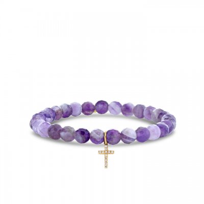 Gold & Diamond Cross on Amethyst