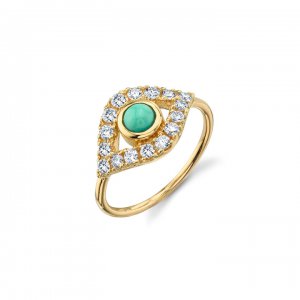 Gold & Pave Diamond Extra-Large Evil Eye Ring