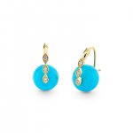 Gold & Diamond Marquise Eye Turquoise Earrings