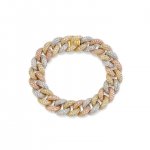 Tri-Tone Gold & Pave Diamond Link Bracelet