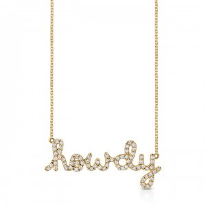 Gold & Diamond Howdy Script Necklace