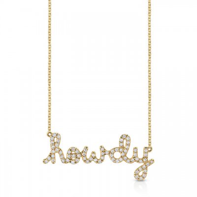 Gold & Diamond Howdy Script Necklace