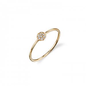 Gold & Pave Diamond Tiny Disc Ring