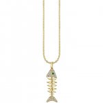 Gold & Pave Diamond Large Fishbone Charm