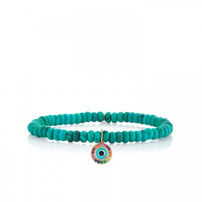 Little Loves Gold & Rainbow Evil Eye on Turquoise