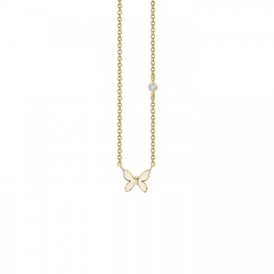 Little Loves Gold & Enamel Mini Butterfly Necklace