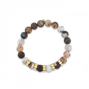 Pure Gold Multi-Rondelle on Matte Wooden Opal