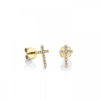 Men's Collection Gold & Diamond Small Cross Stud