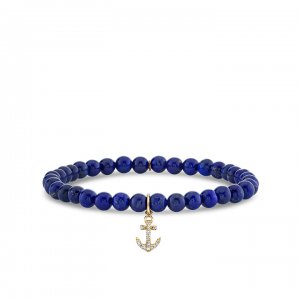 Little Loves Gold & Diamond Anchor on Lapis