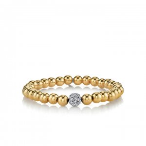 Gold & Diamond Ball on Gold Beads