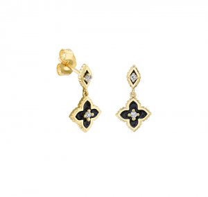 Gold & Diamond Enamel Moroccan Drop Earrings